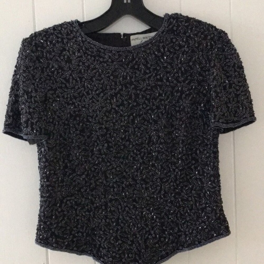Papell Boutique vintage beaded evening top silk